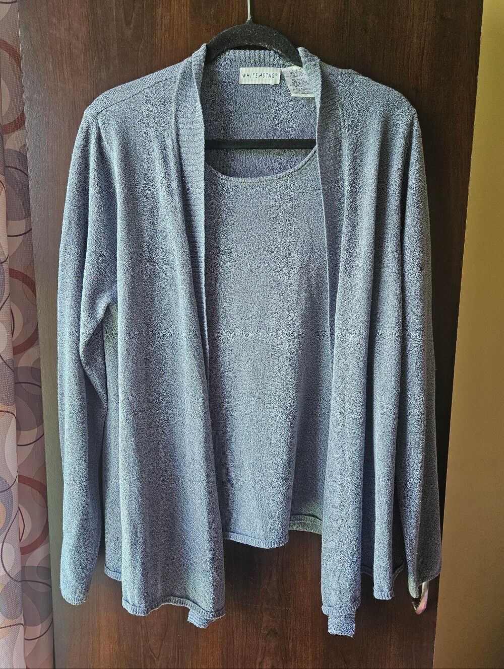 White Stag Light Gray Open-Front Cardigan Blouse Size Large
